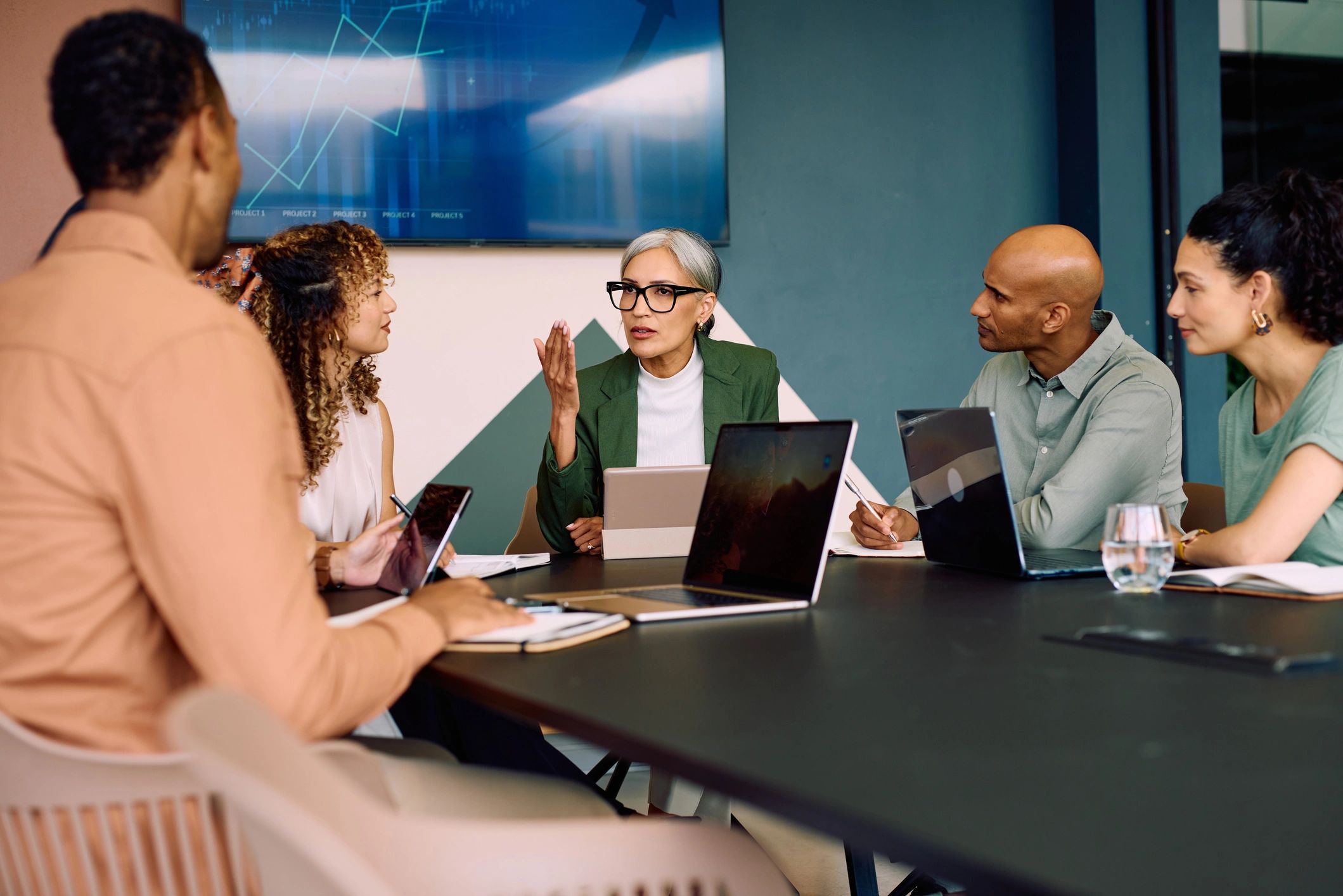 Executives reviewing strategy in a conference room